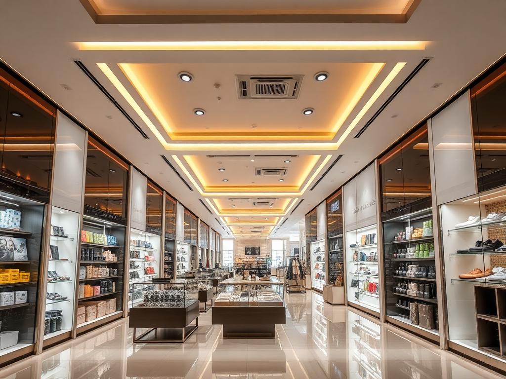 Modern retail store interior with bright commercial lighting